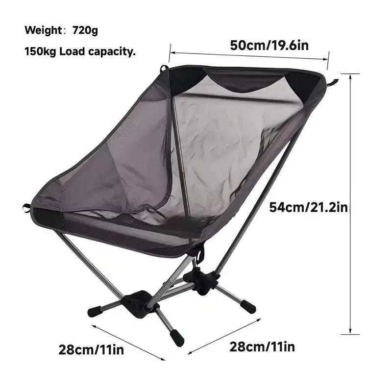 Ultralight Foldable Camping Chair 780g for Hiking and Travel-Grey