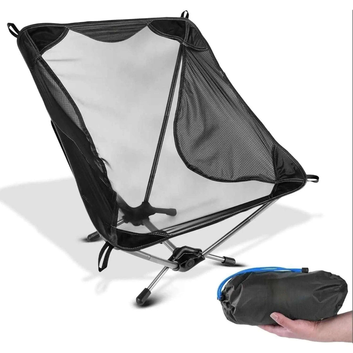 Ultralight Foldable Camping Chair 780g for Hiking and Travel-Grey