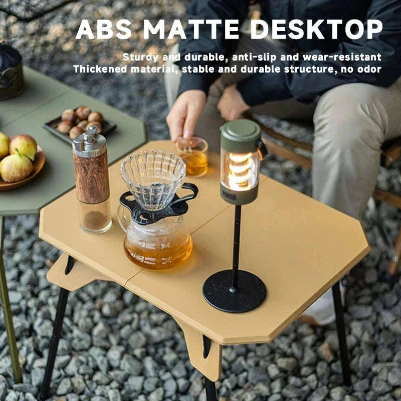 Ultralight Folding Camping Table with Dual Height Settings-Black
