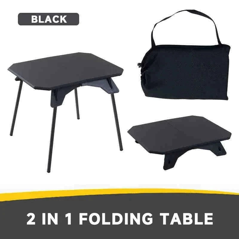 Ultralight Folding Camping Table with Dual Height Settings-Black