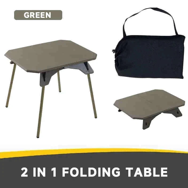 Ultralight Folding Camping Table with Dual Height Settings-Black