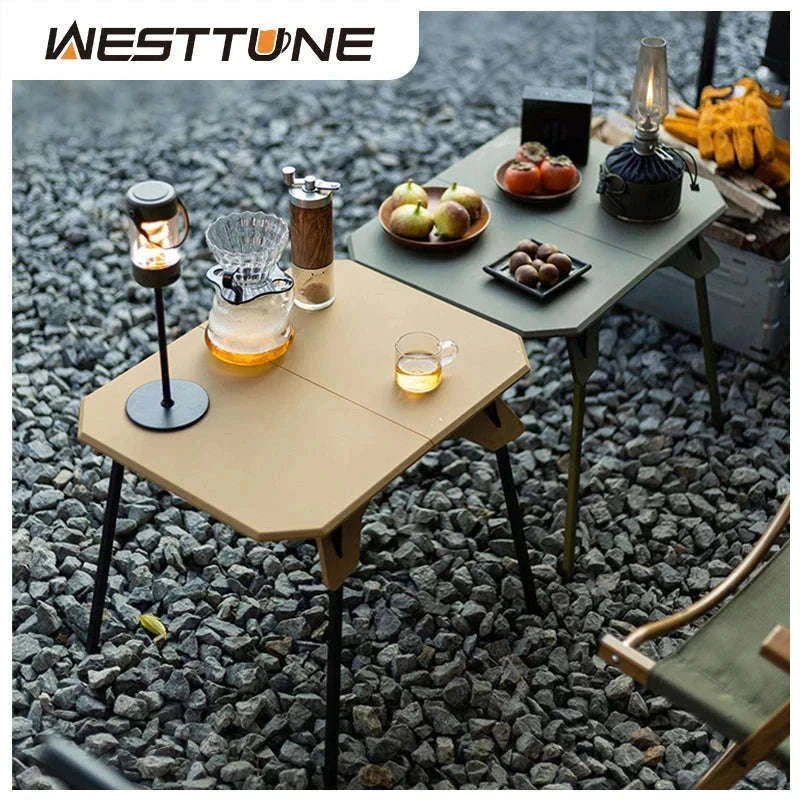 Ultralight Folding Camping Table with Dual Height Settings-Black