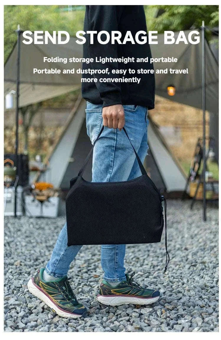 Ultralight Folding Camping Table with Dual Height Settings-Black