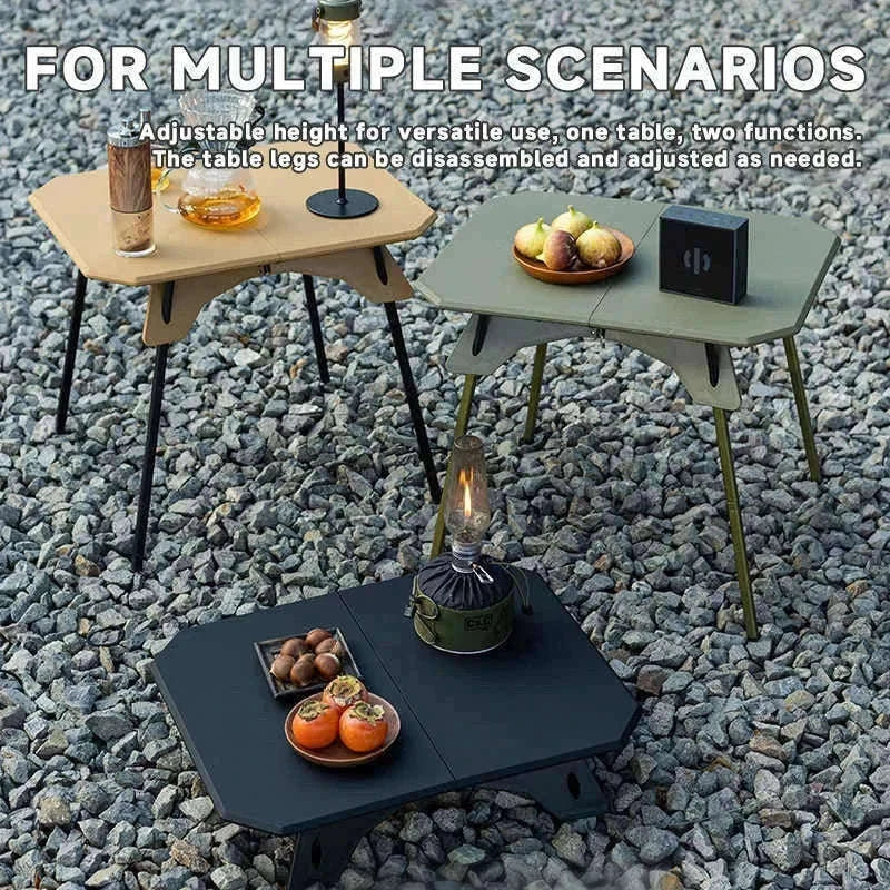 Ultralight Folding Camping Table with Dual Height Settings-Black