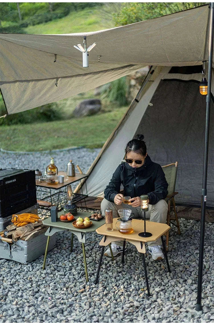 Ultralight Folding Camping Table with Dual Height Settings-Black