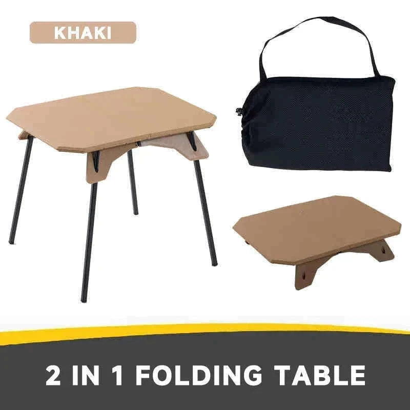 Ultralight Folding Camping Table with Dual Height Settings-Black