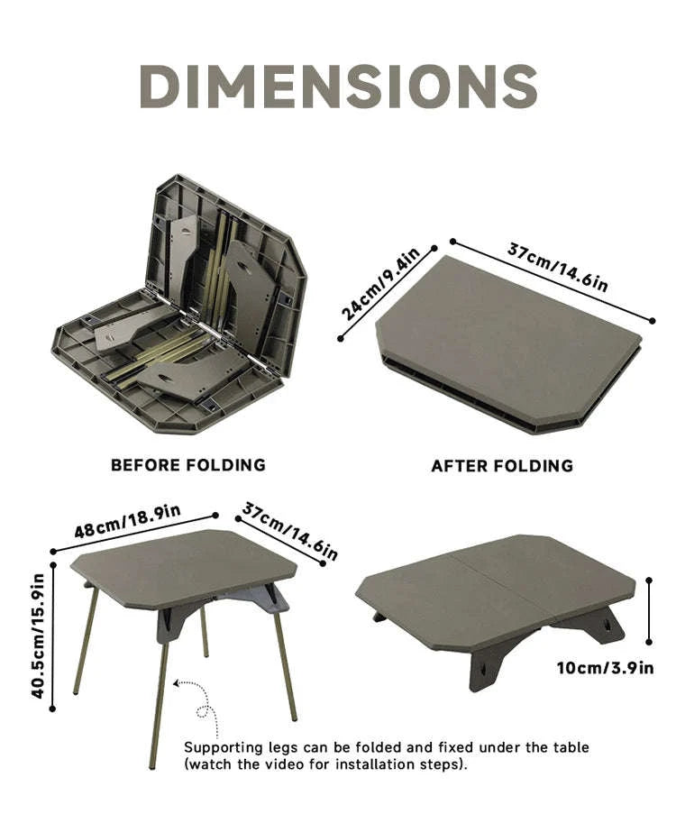 Ultralight Folding Camping Table with Dual Height Settings-Black