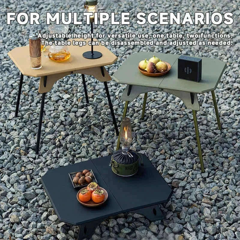 Ultralight Folding Camping Table with Dual Height Settings-Black