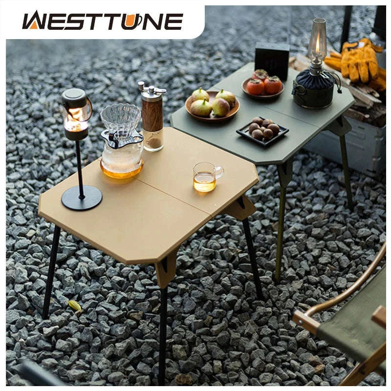 Ultralight Folding Camping Table with Dual Height Settings-Black
