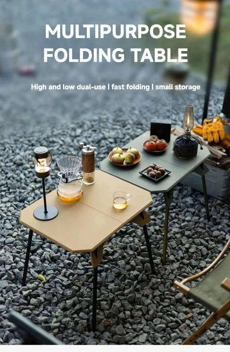 Ultralight Folding Camping Table with Dual Height Settings-Black