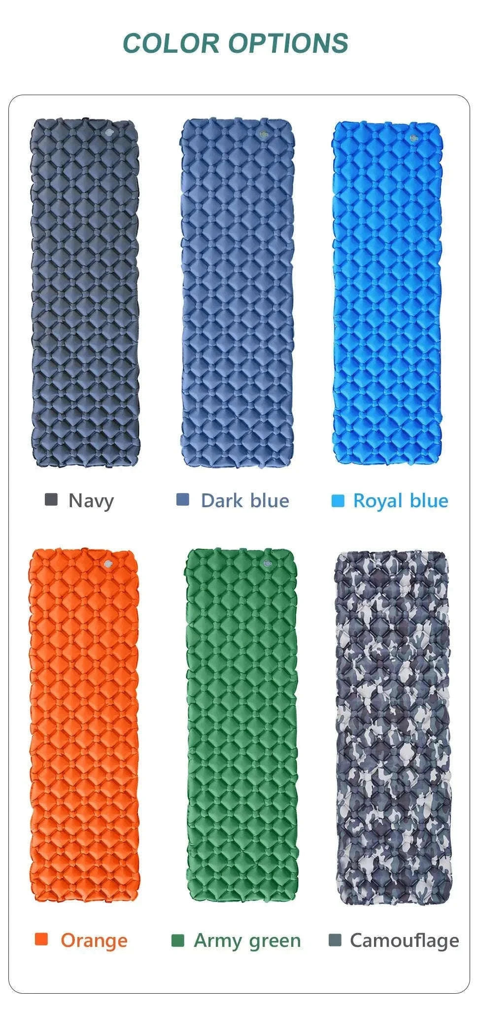 Ultralight Inflatable Camping Sleeping Pad 550g for Travel and Hiking-Green