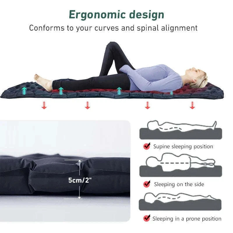 Ultralight Inflatable Camping Sleeping Pad 550g for Travel and Hiking-Green