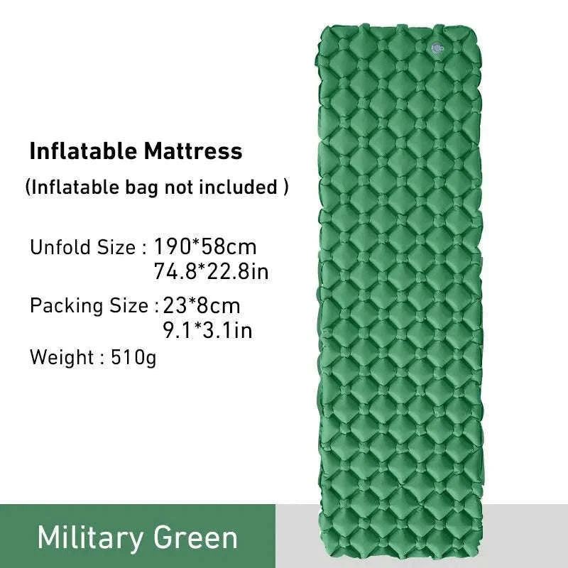 Ultralight Inflatable Camping Sleeping Pad, 550g for Travel-Green