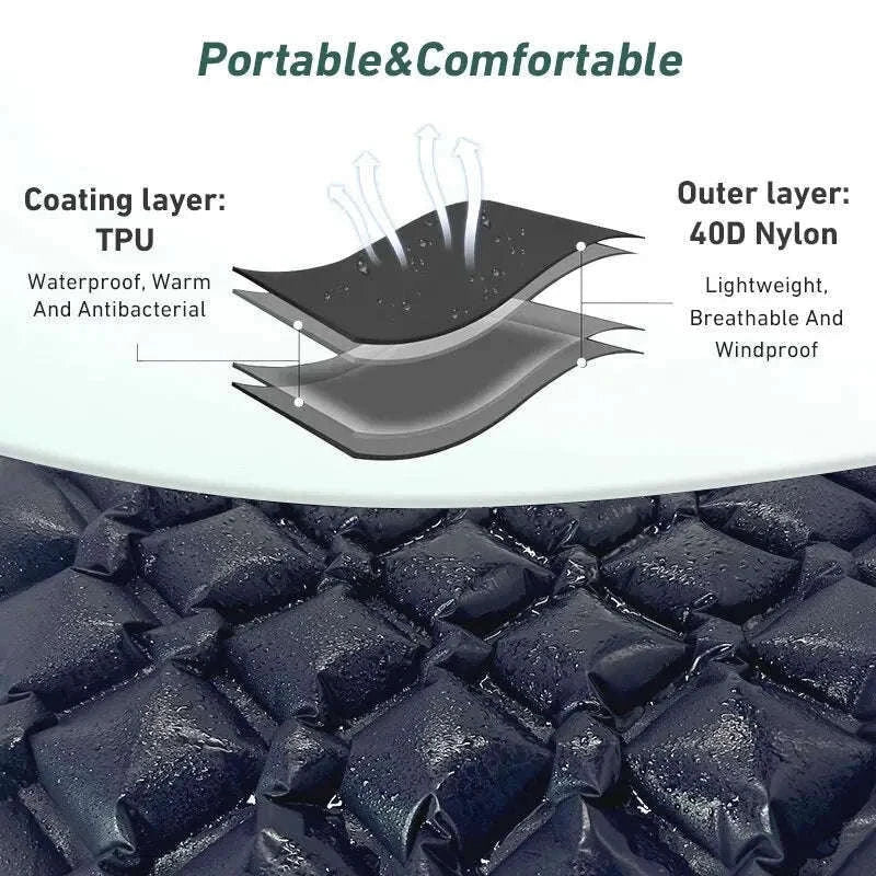 Ultralight Inflatable Camping Sleeping Pad, 550g for Travel-Green
