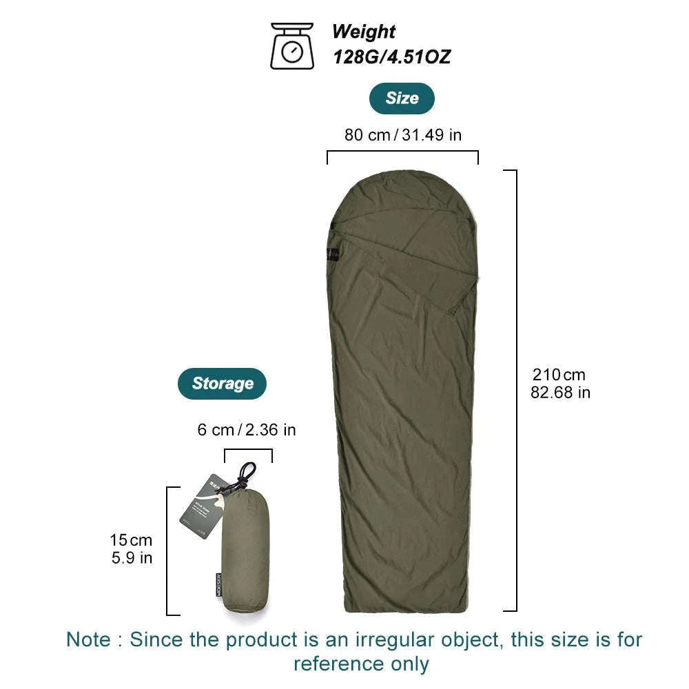 Ultralight Mummy Sleeping Bag Liner for Travel and Camping-GREY