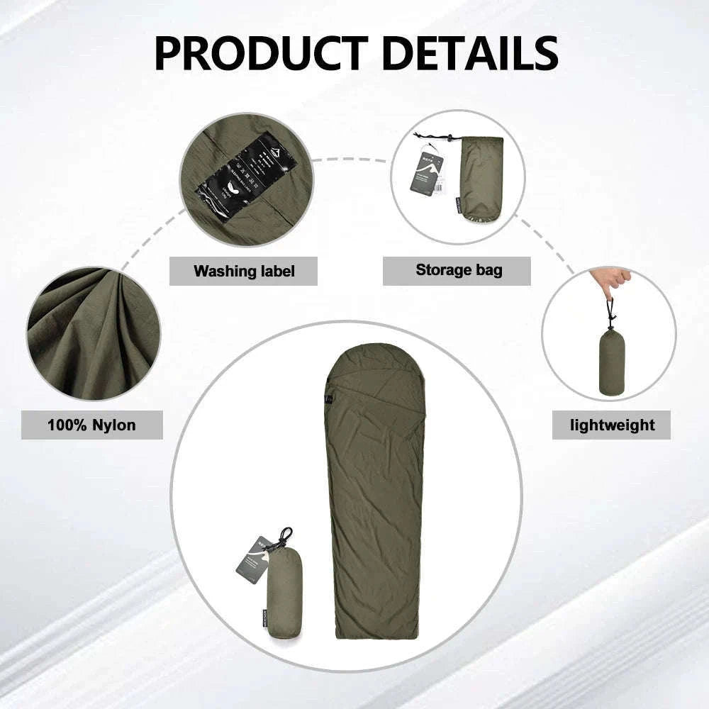 Ultralight Mummy Sleeping Bag Liner for Travel and Camping-GREY