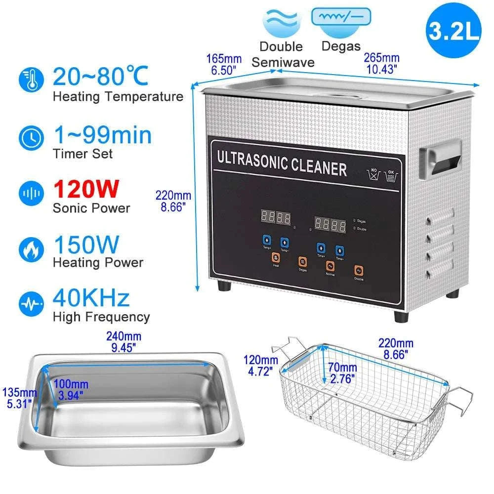 Ultrasonic Cleaner 1.3L–30L 40kHz Deep Cleaning Machine-1.3L 60W CJ009SD / UK / China Mainland