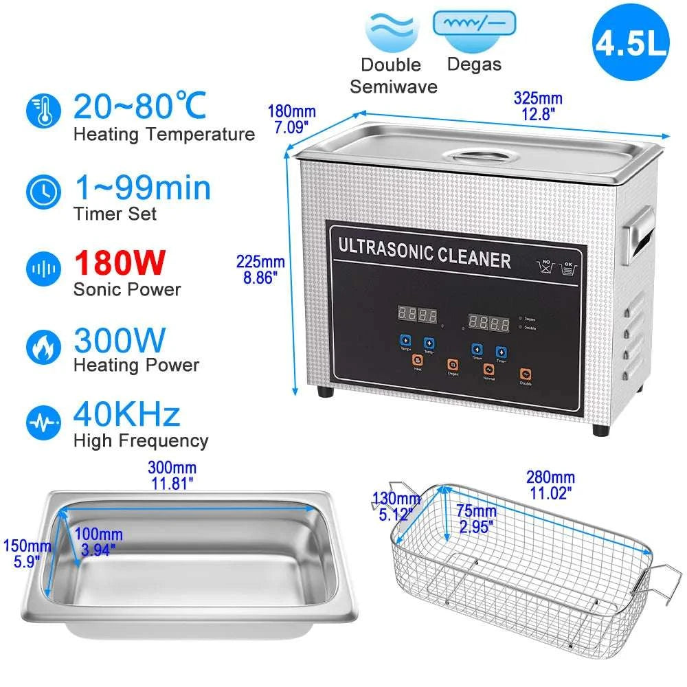 Ultrasonic Cleaner 1.3L–30L 40kHz Deep Cleaning Machine-1.3L 60W CJ009SD / UK / China Mainland