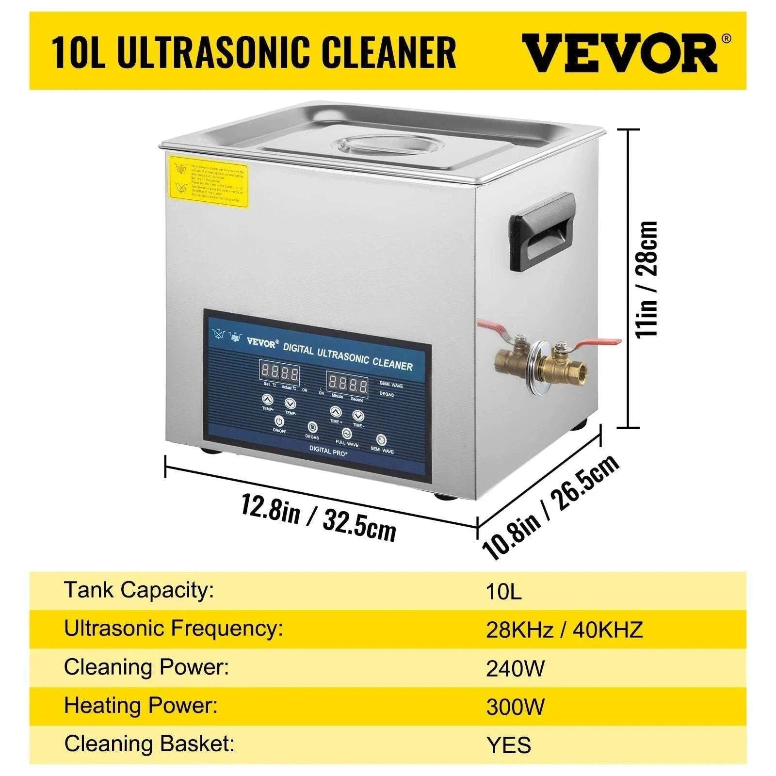 Ultrasonic Cleaner 10L / 30L Dual Frequency 28/40kHz with Heating-30 L Tank / Poland