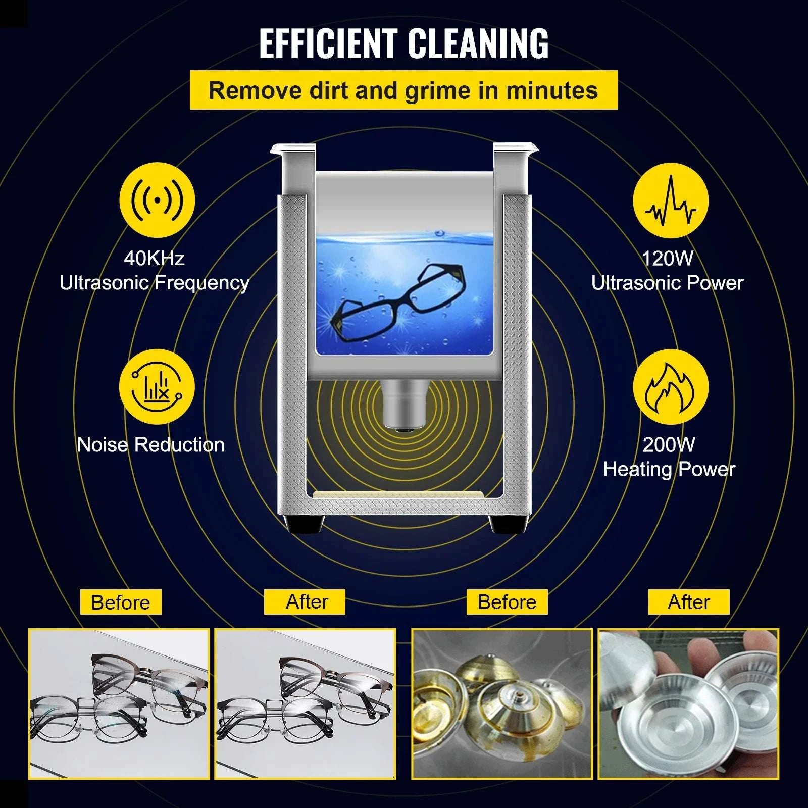 Ultrasonic Cleaner 2L–15L 40kHz Deep Cleaning Machine with Heat-2L / Poland