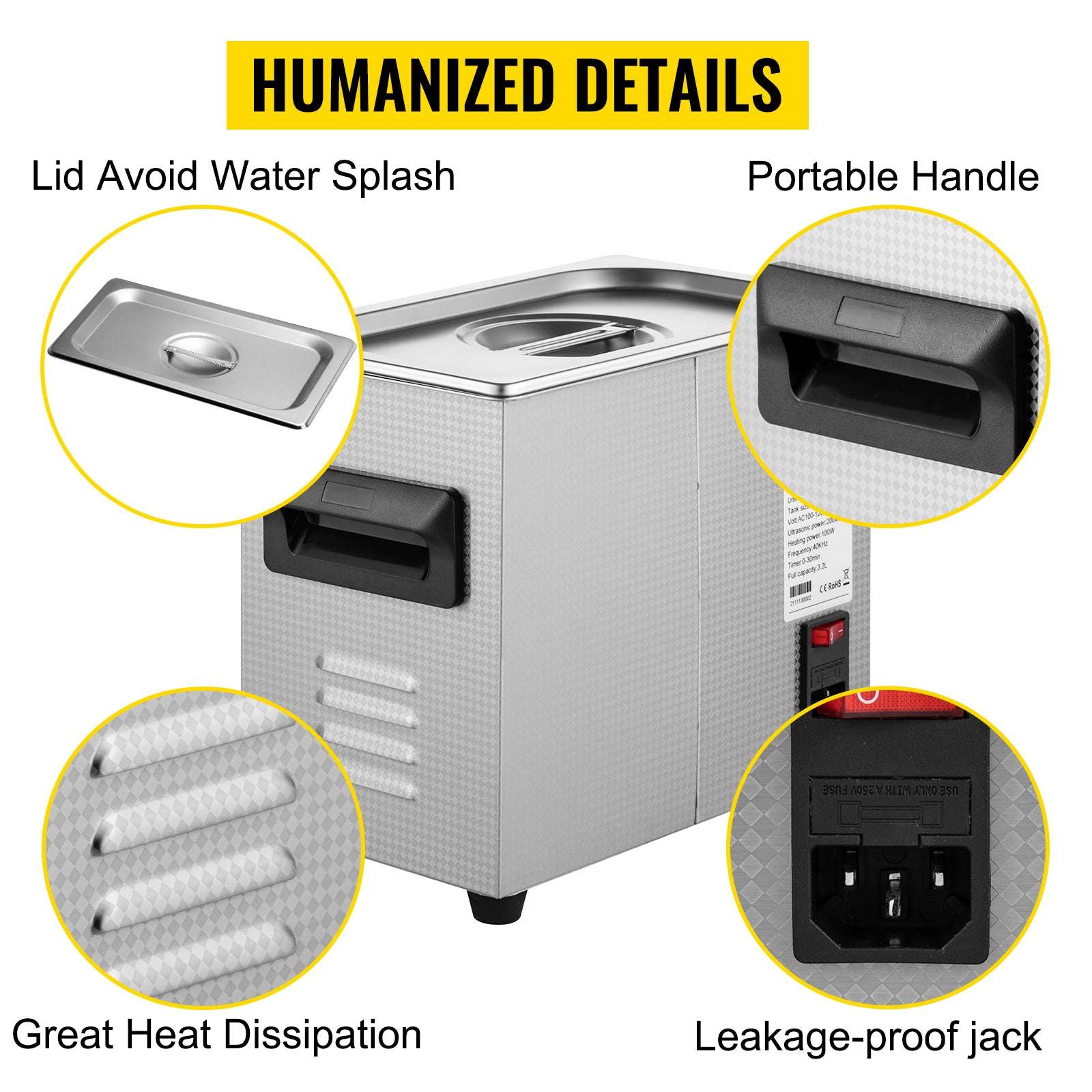 Ultrasonic Cleaner 2L–15L 40kHz Deep Cleaning Machine with Heat-2L / Poland