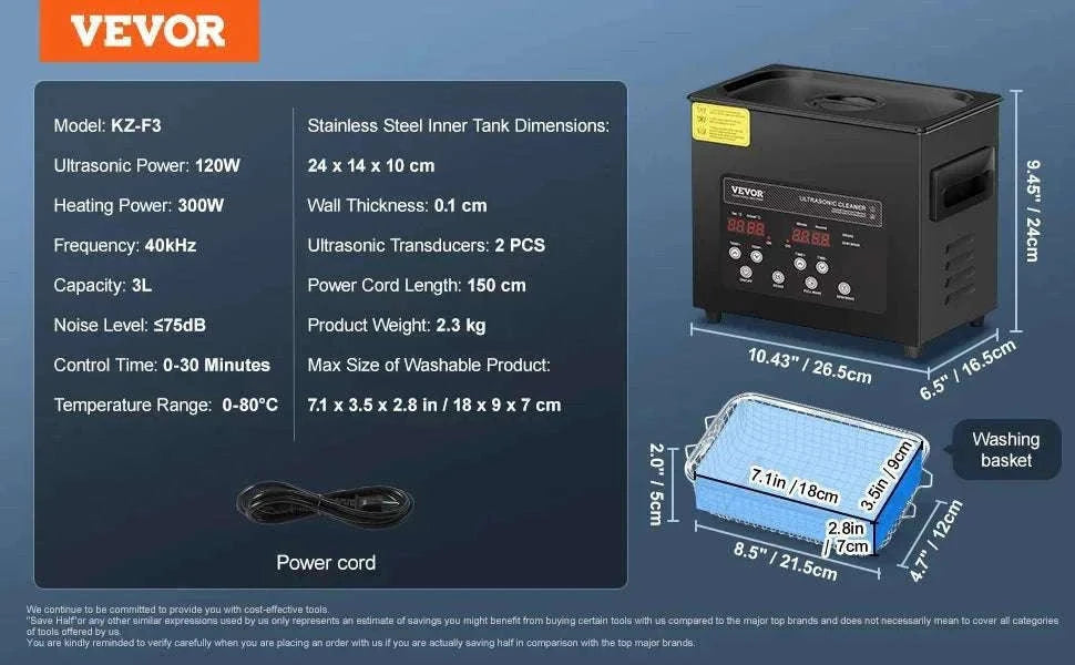 Ultrasonic Cleaner 2L–15L 40kHz Deep Cleaning with Timer & Heat-15L / Poland