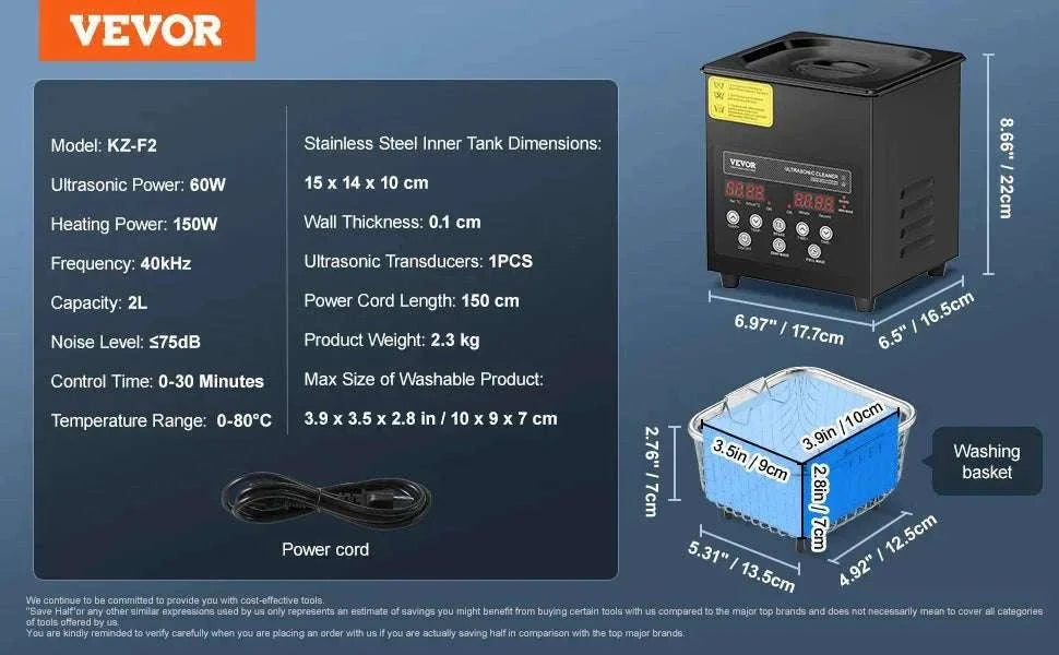 Ultrasonic Cleaner 2L–15L 40kHz Deep Cleaning with Timer & Heat-15L / Poland