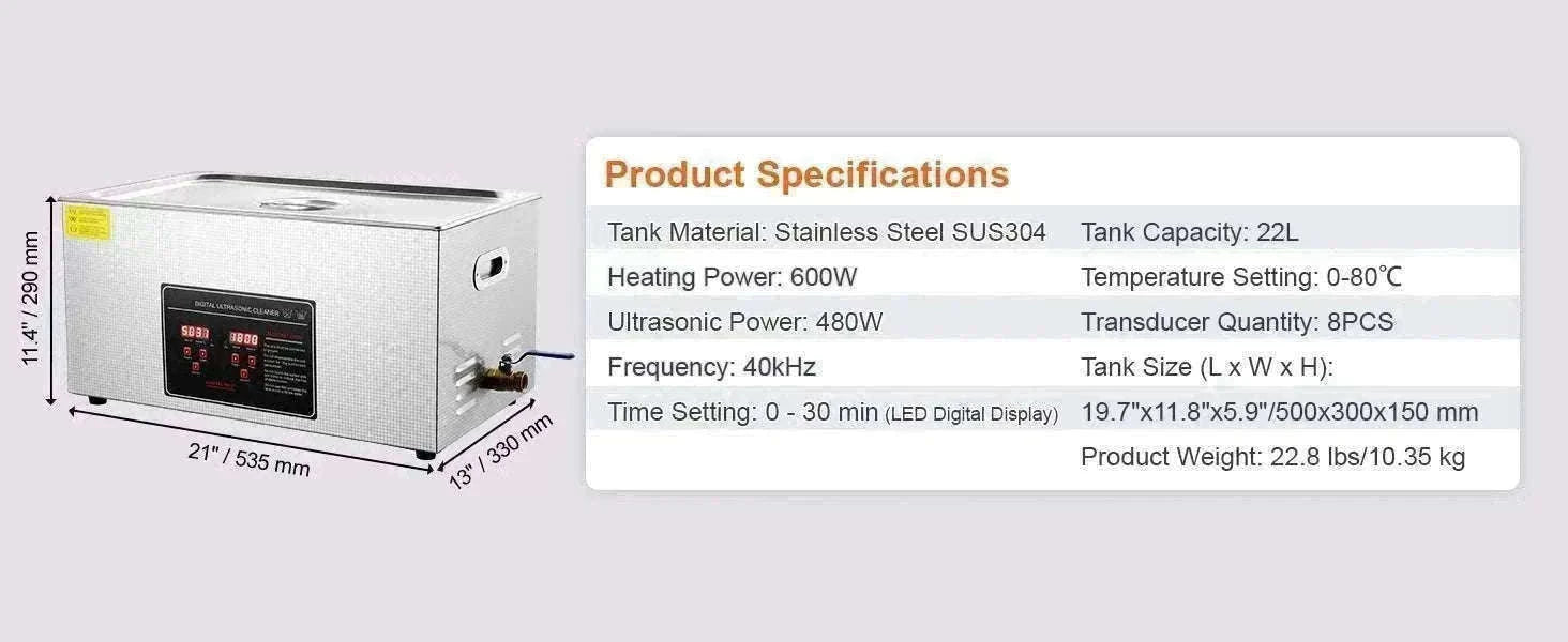 Ultrasonic Cleaner 2L–30L Stainless Steel Deep Cleaning Machine-30L / GERMANY