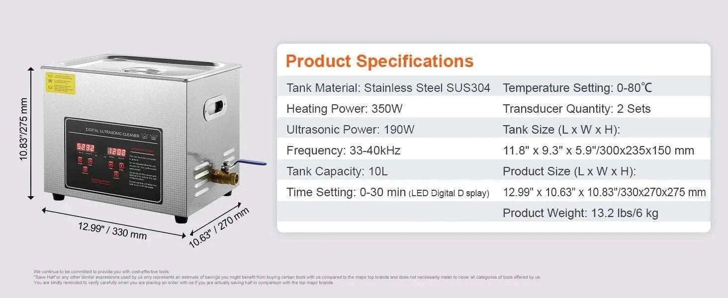 Ultrasonic Cleaner 2L–30L Stainless Steel Deep Cleaning Machine-30L / GERMANY