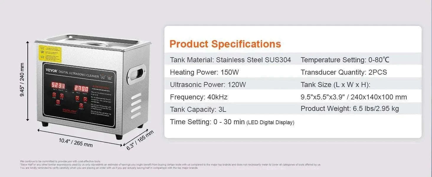 Ultrasonic Cleaner 2L–30L Stainless Steel Deep Cleaning Machine-30L / GERMANY