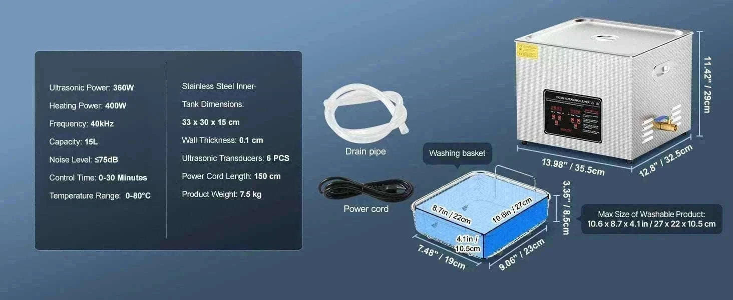 Ultrasonic Cleaner 2L–30L Stainless Steel Deep Cleaning Machine-30L / GERMANY