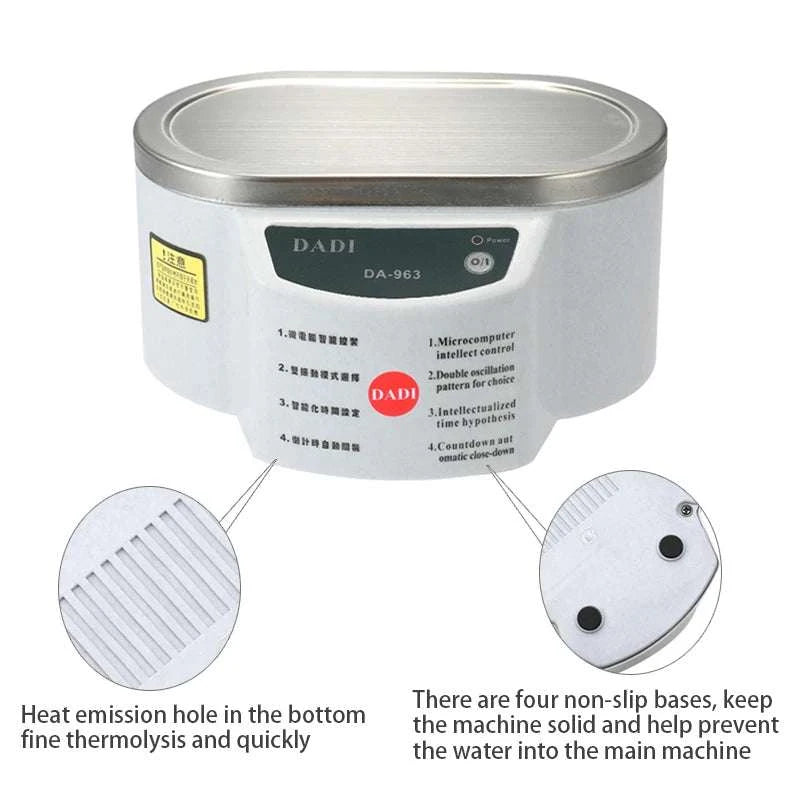 Ultrasonic Cleaner 40kHz 30W Bath for Glasses Dentures Jewelry-30W / United States