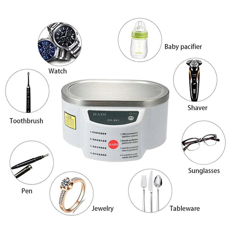 Ultrasonic Cleaner 40kHz 30W Bath for Glasses Dentures Jewelry-30W / United States