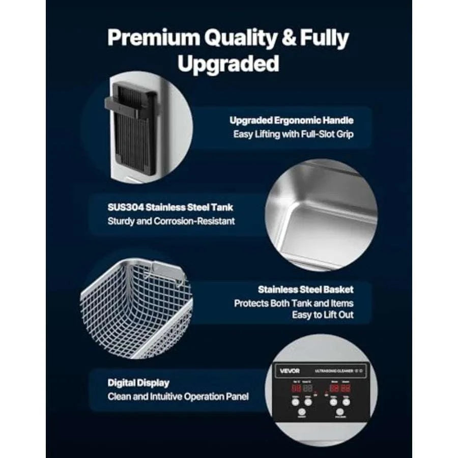 Ultrasonic Cleaner 40kHz with Basket & Digital Display 120W-United States / 6L