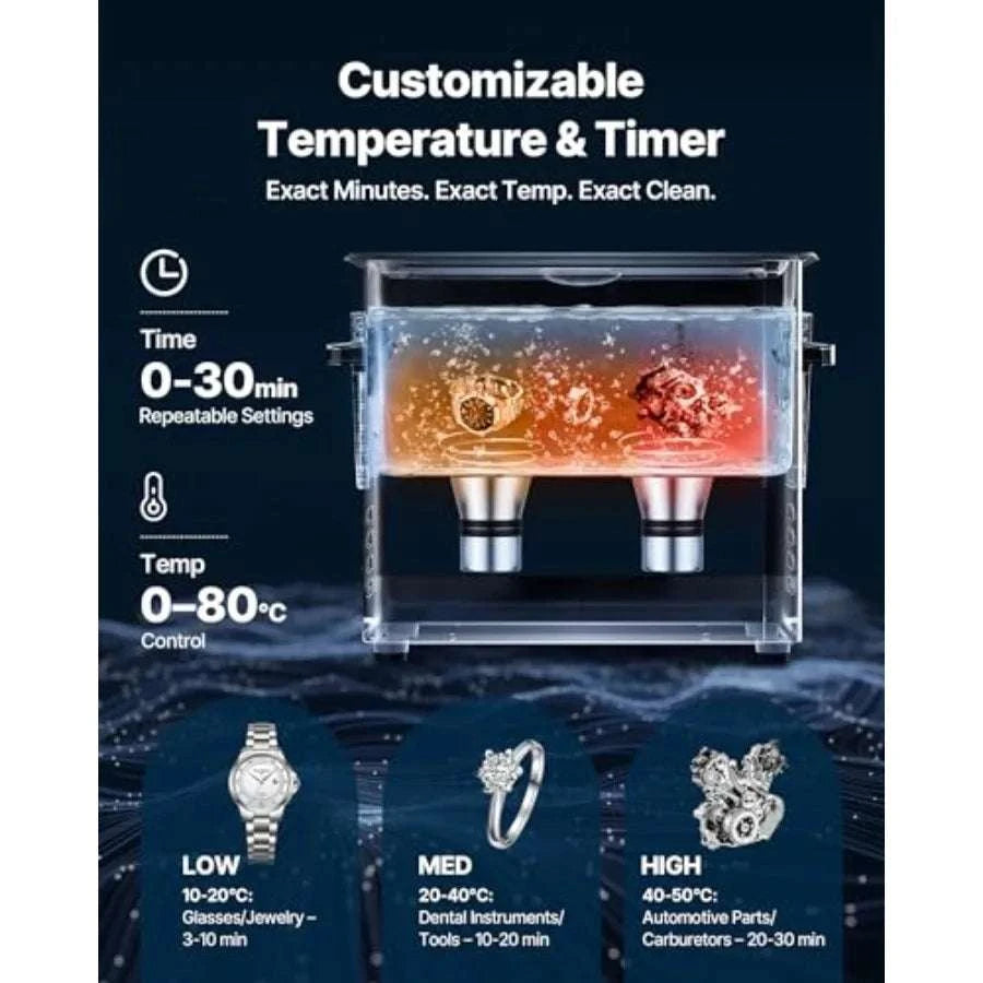 Ultrasonic Cleaner 40kHz with Basket & Digital Display 120W-United States / 6L