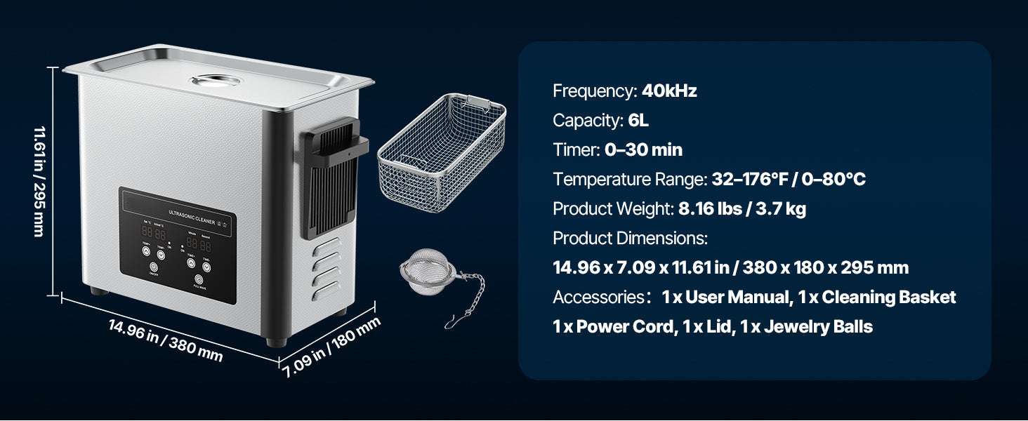 Ultrasonic Cleaner 6L–30L Stainless Steel Bath for Jewelry & Parts-6L / United States