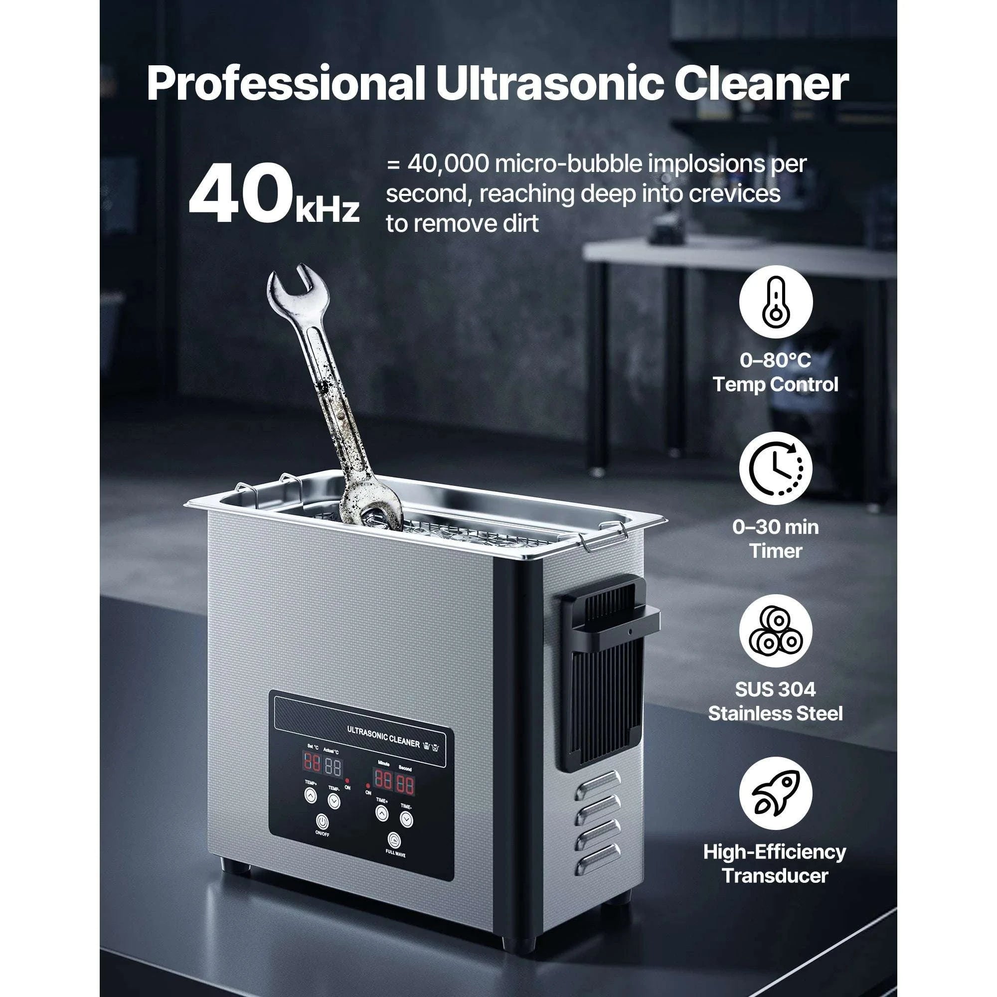 Ultrasonic Cleaner 6L–30L Stainless Steel Bath for Jewelry & Parts-6L / United States
