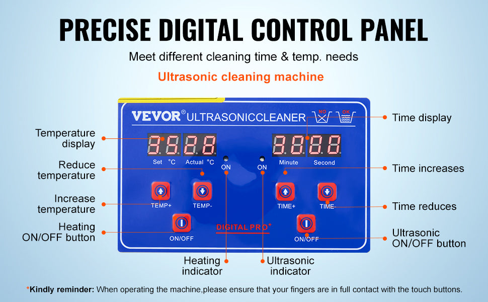 1.3L Ultrasonic Cleaner with Digital Timer for Jewelry & Glasses