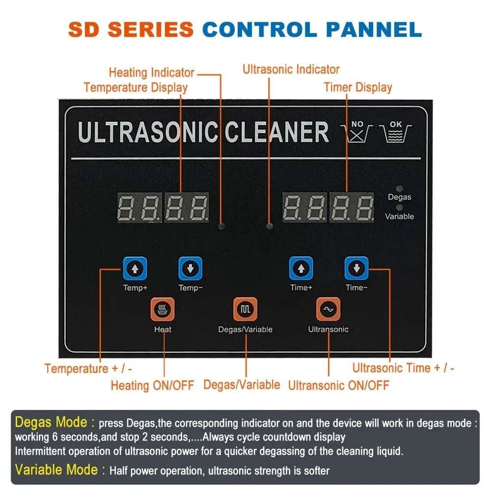 Ultrasonic Cleaner Machine 40kHz Heated Bath for Jewelry, Dental & Tools-30L 840W CJ100SD-4 / EU / China Mainland