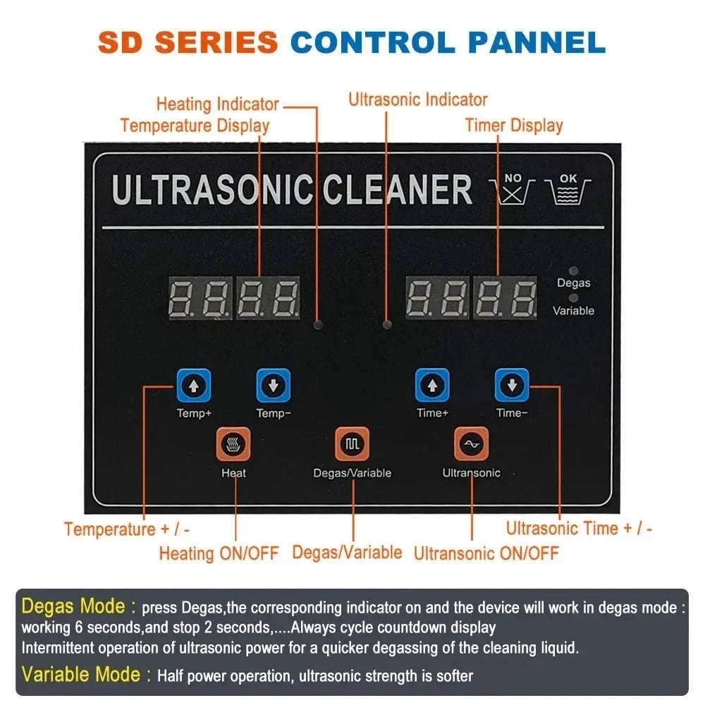 Ultrasonic Cleaner Machine 40kHz Heated Bath for Jewelry, Dental & Tools-30L 840W CJ100SD-4 / EU / China Mainland
