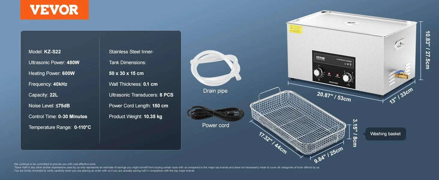 Ultrasonic Cleaner with Heat & Timer for Parts, Jewelry, Tools-2L / GERMANY