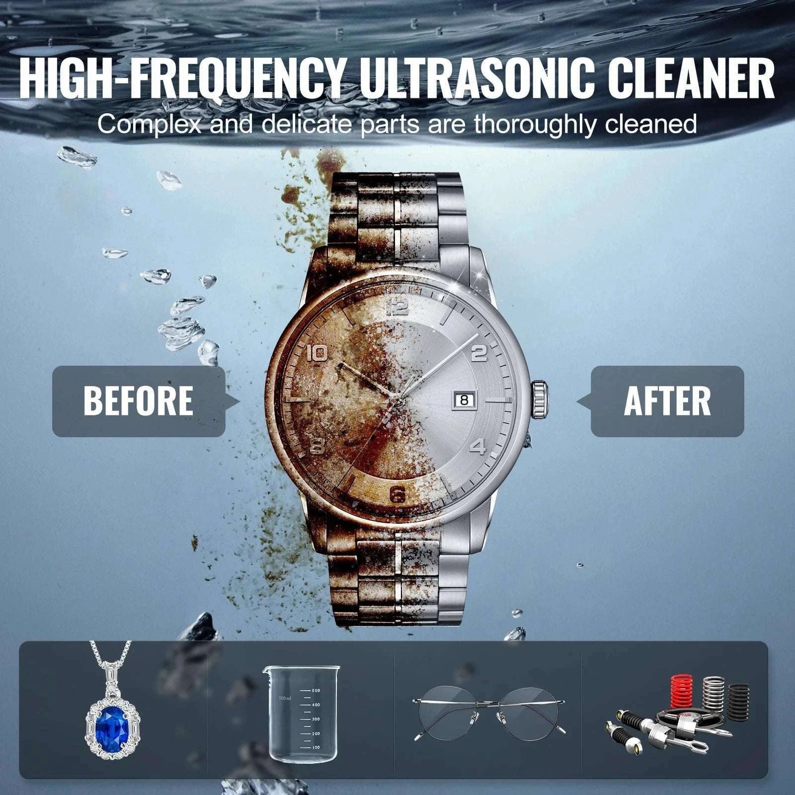 Ultrasonic Cleaner with Heat & Timer for Parts, Jewelry, Tools-2L / GERMANY