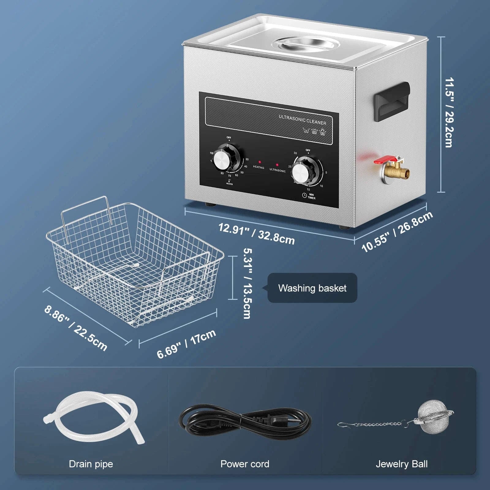 Ultrasonic Cleaner with Heater and Timer for Tools and Parts-15L / spain