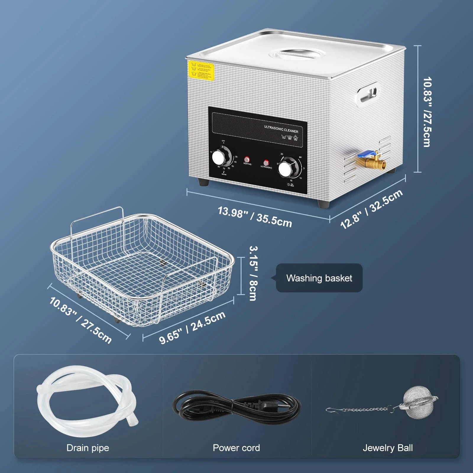 Ultrasonic Cleaner with Heater and Timer for Tools and Parts-15L / spain