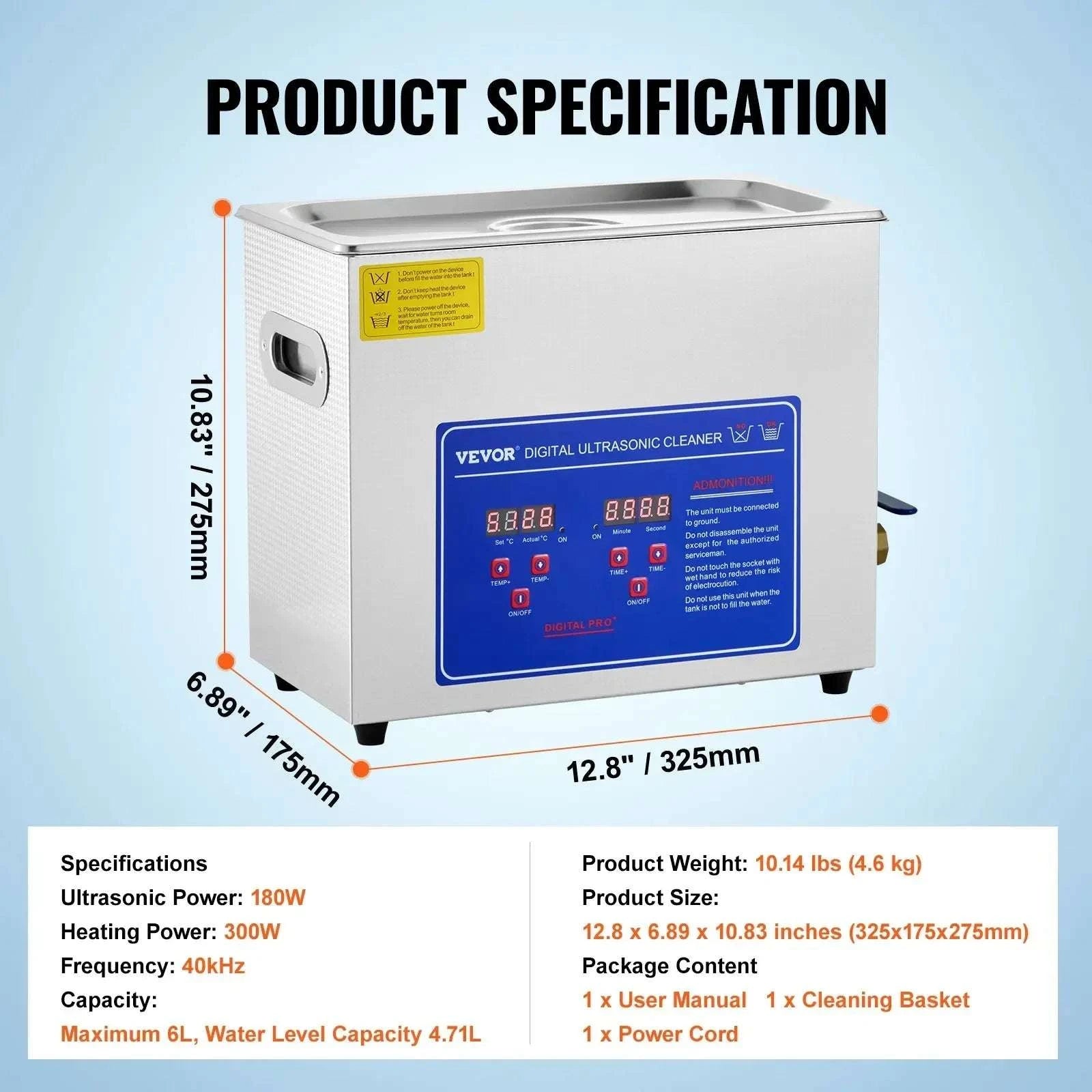 Ultrasonic Cleaner with Heater & Timer for Jewelry Glasses (2L–30L)-40A / Poland