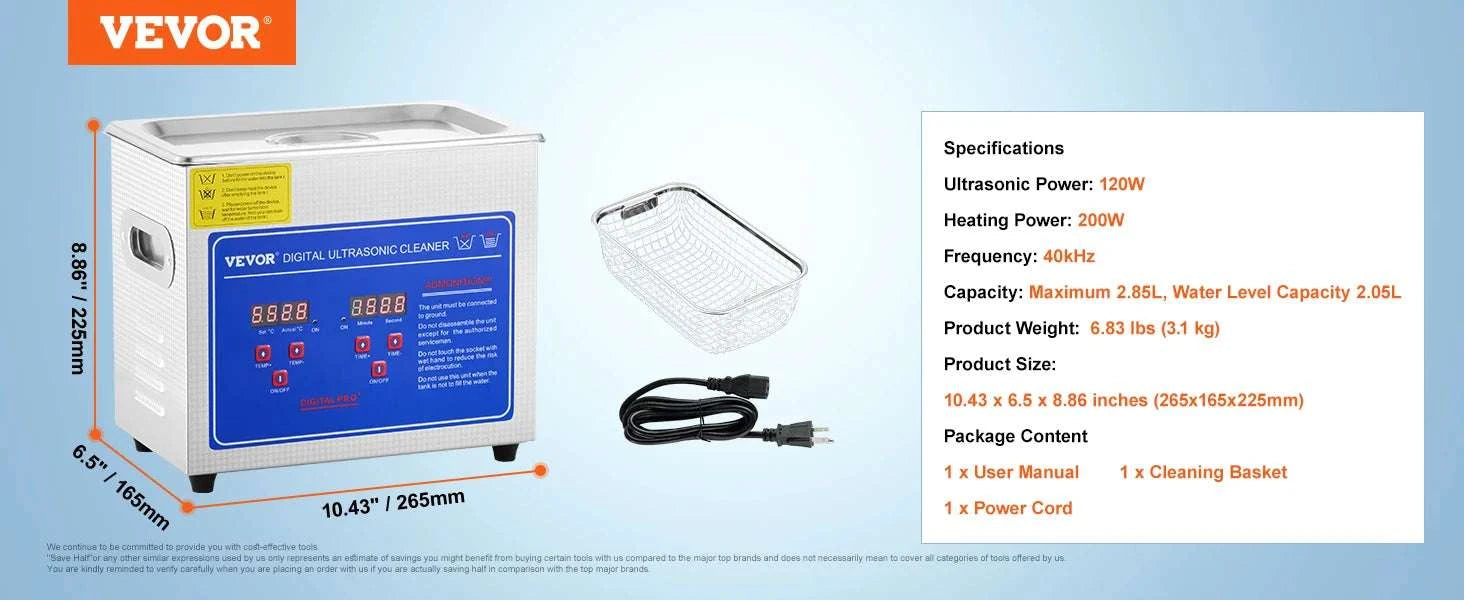 Ultrasonic Cleaner with Heater & Timer for Jewelry Glasses (2L–30L)-40A / Poland