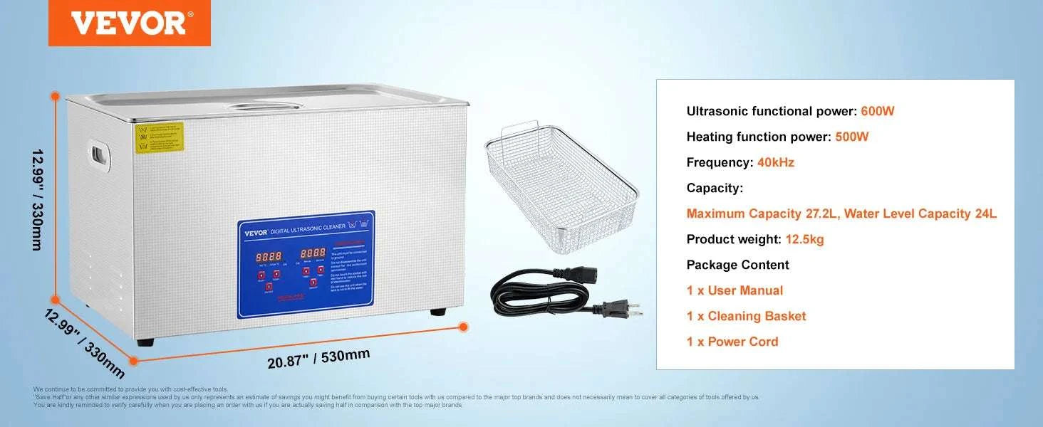 Ultrasonic Cleaner with Heater & Timer for Jewelry Glasses (2L–30L)-40A / Poland