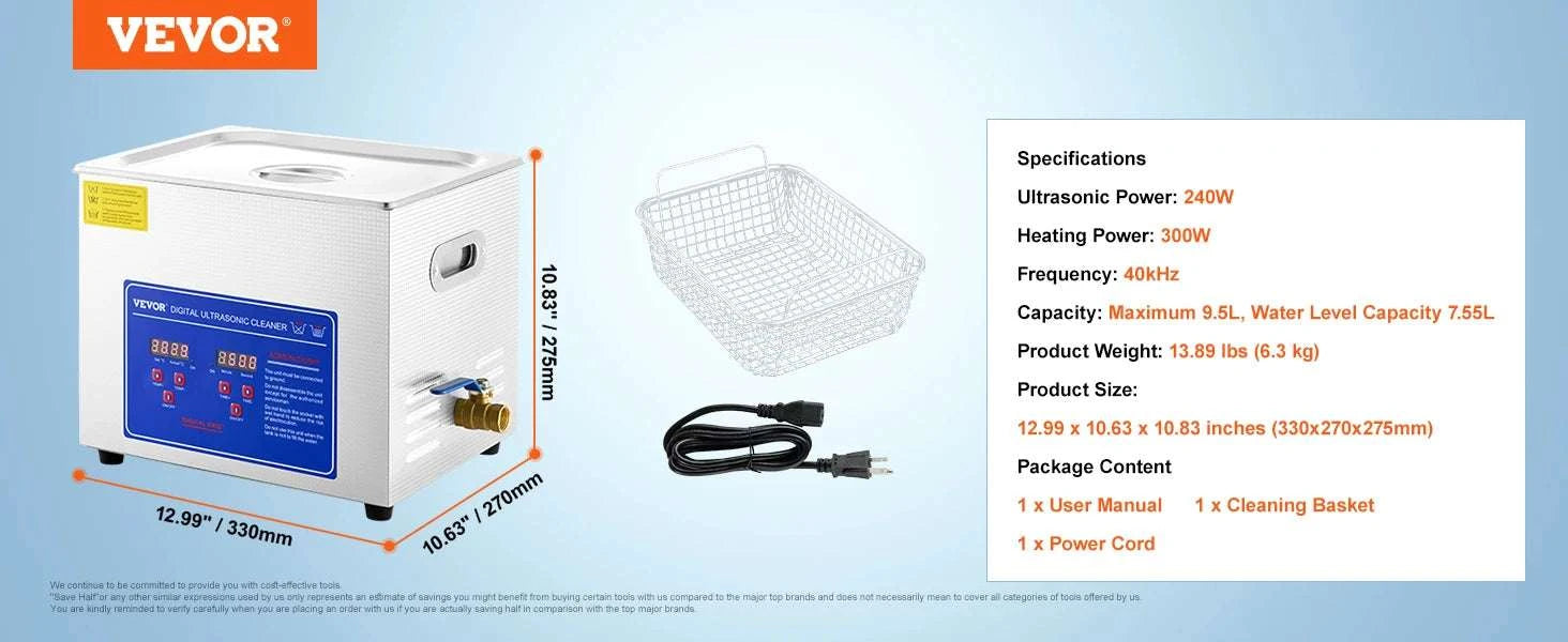 Ultrasonic Cleaner with Heater & Timer for Jewelry Glasses (2L–30L)-40A / Poland