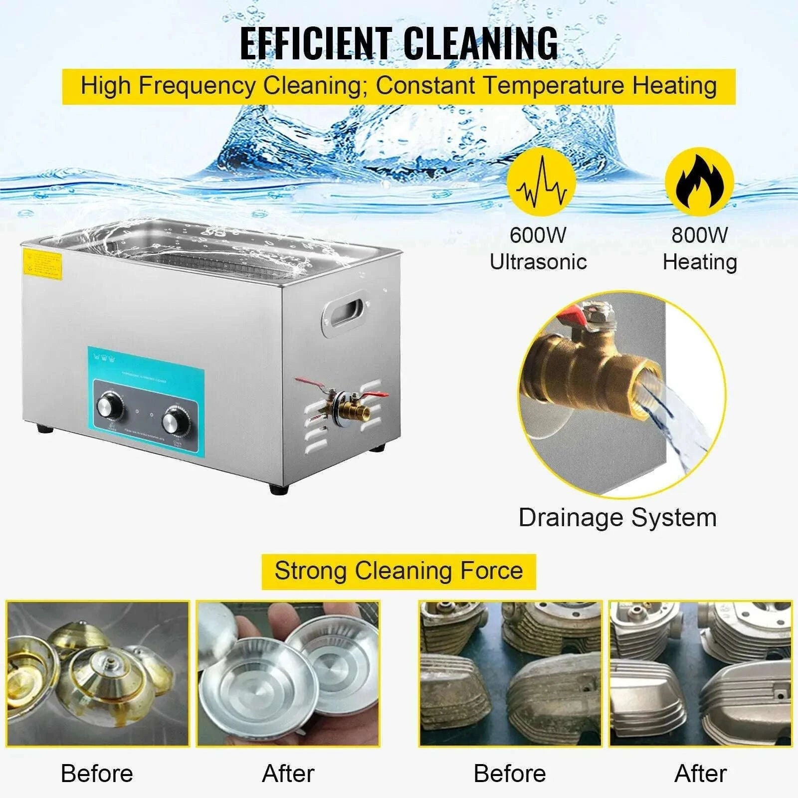 Ultrasonic Cleaner with Heating 2L–30L Deep Cleaning Machine-6.5 L / spain