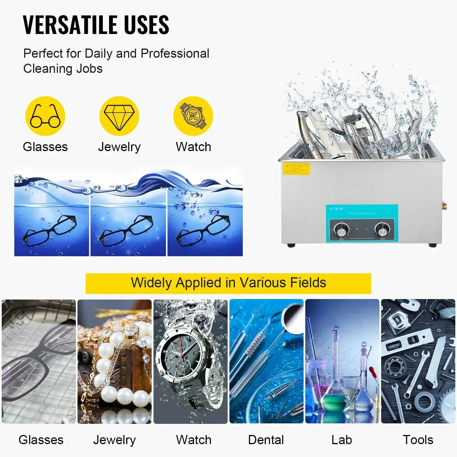 Ultrasonic Cleaner with Heating 2L–30L Deep Cleaning Machine-6.5 L / spain